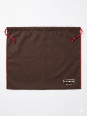 Coach Large Brown Cotton Dust Bag Red Drawstring 19x15